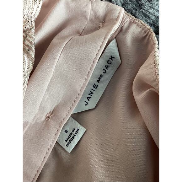 Janie and Jack Girls Metallic Plisse‎ Bow Dress Birthday Party Rose Gold Size 8 - Picture 9 of 12